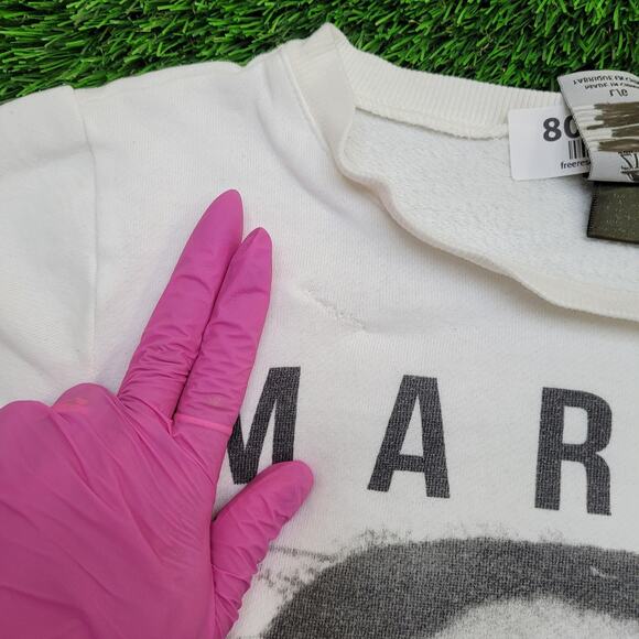 Bob-Marley Cropped Sweatshirt Women Large 20x21 Reggae White - Picture 3 of 15